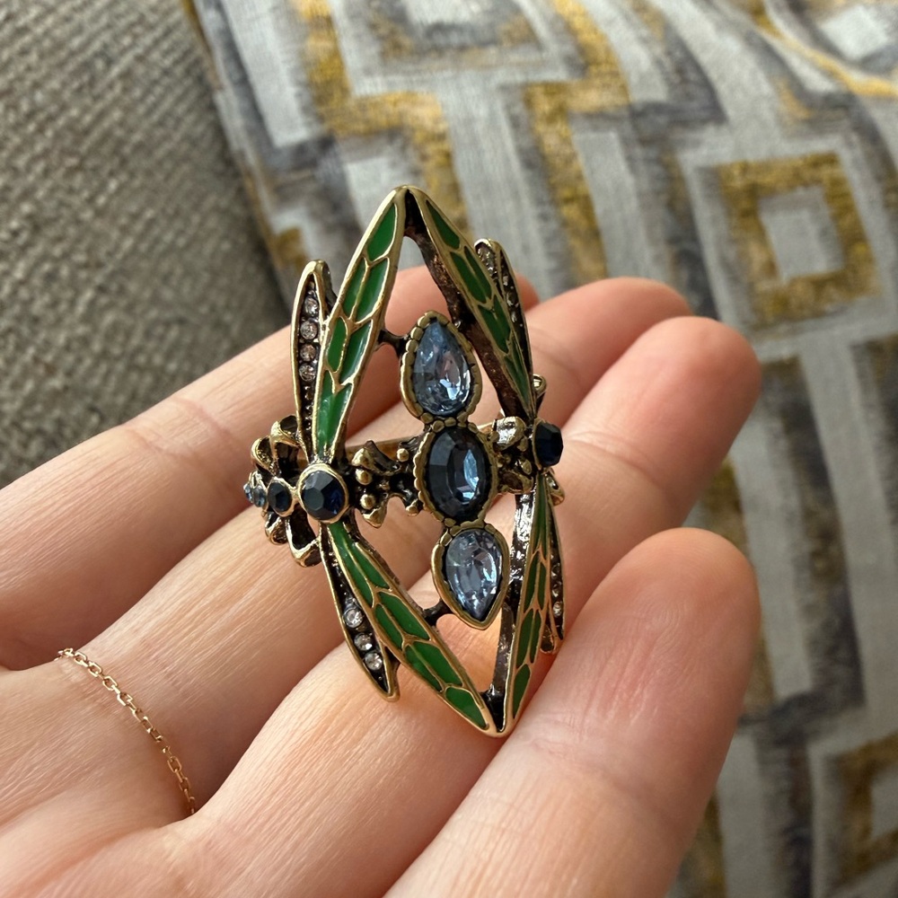 Blue and Green Statement Vintage Ring